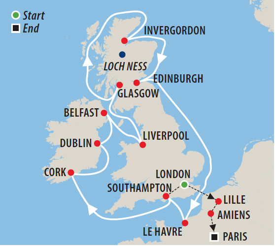 British Isles Cruise with the 2 Murrays Map