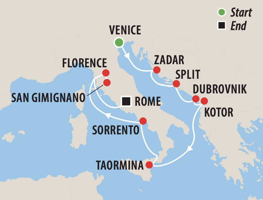 Adriatic Jewels Cruise with Tony Moclair Map