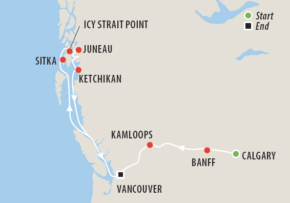 Best of the Rocky Mountains, Canada & Alaska Map