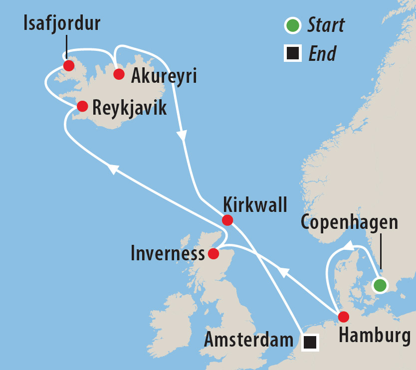 Best of Iceland Scotland & Northern Europe Cruise Map