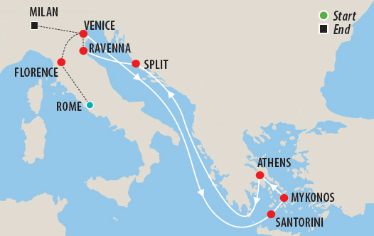 Best of Italy, Greece and Croatia Map