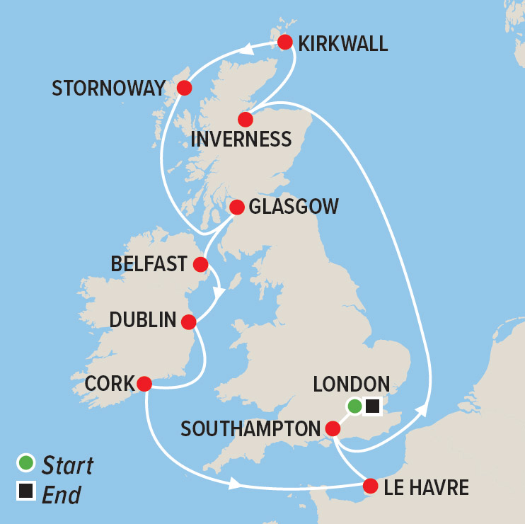 Celtic Cruise of Britain & Ireland Map