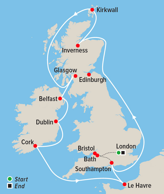 Cycle Cruise of the British Isles Map