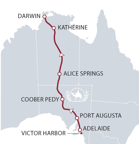 The Ghan, Darwin, Kakadu & South Australia Escape Map