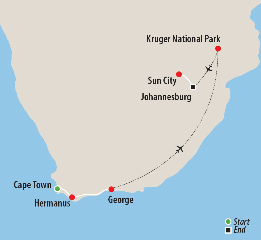 South Africa Golfing Adventure Map