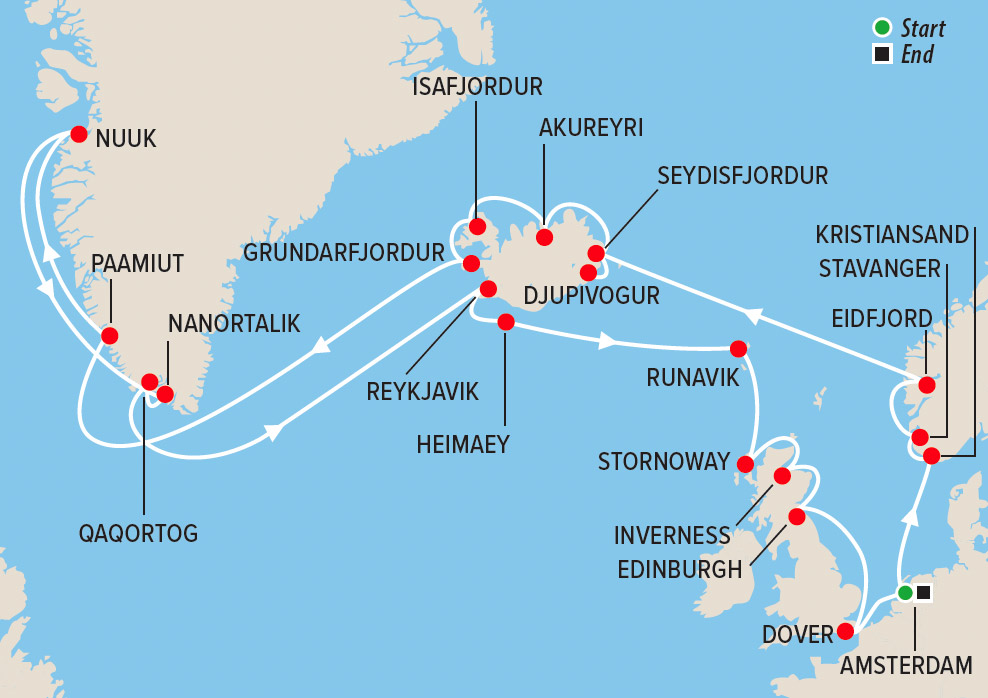 Iceland & Greenland Expedition Voyage Map
