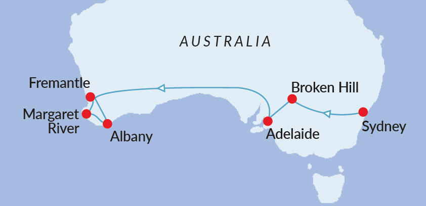 Indian Pacific Rail Journey Western Australia Map