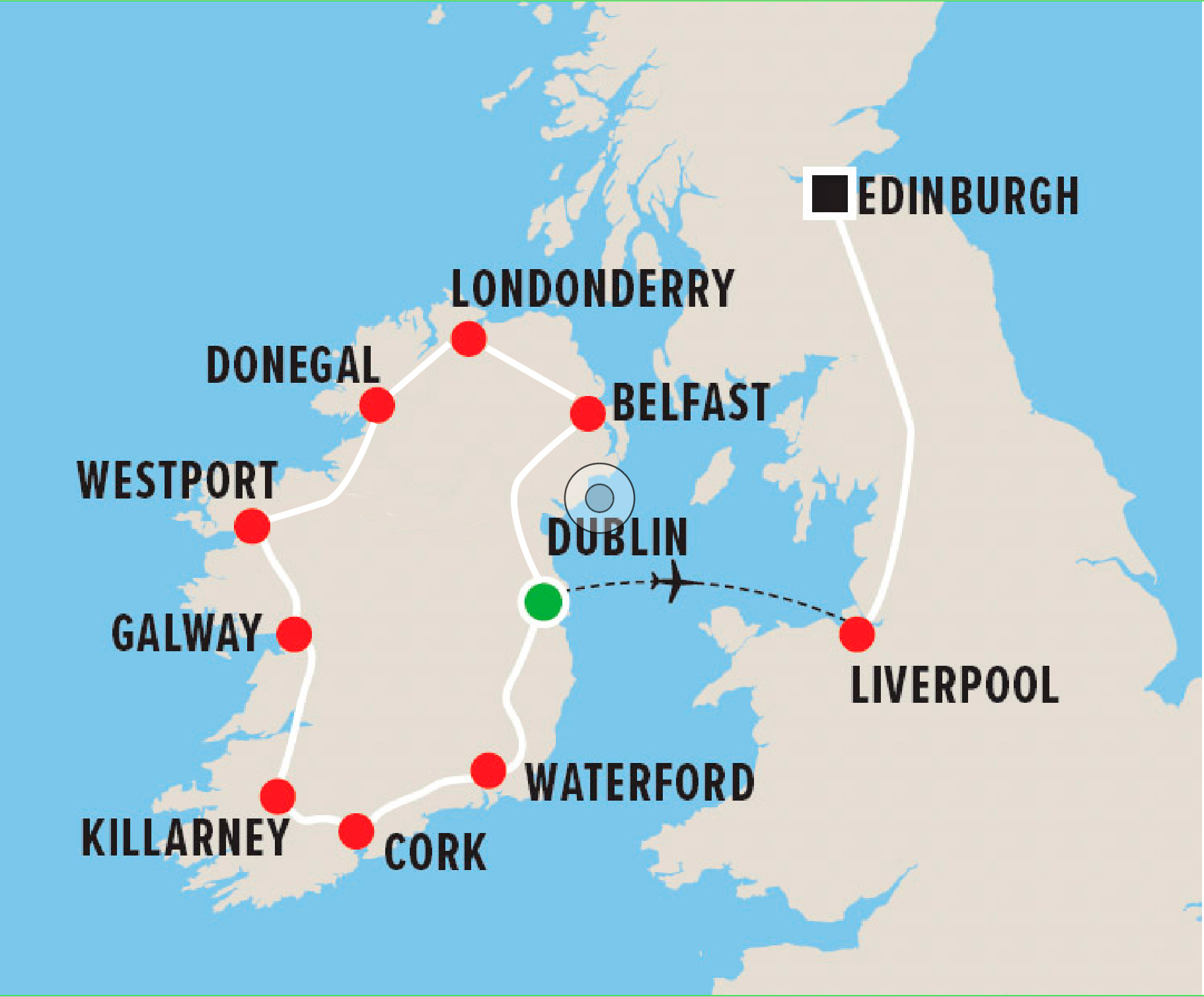 Music Tour of Ireland & Scotland Map