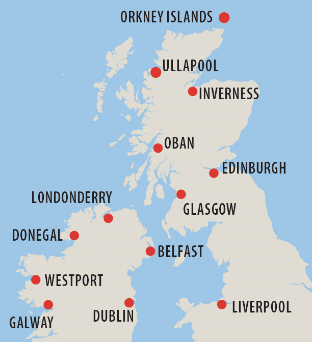 Ireland & Scotland Music Tour with Craig Giles Map