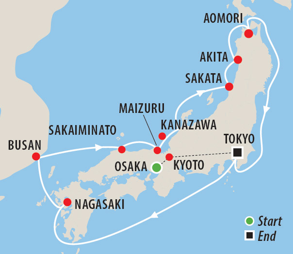 Land of the Rising Sun Cruise with Denis Walter Map