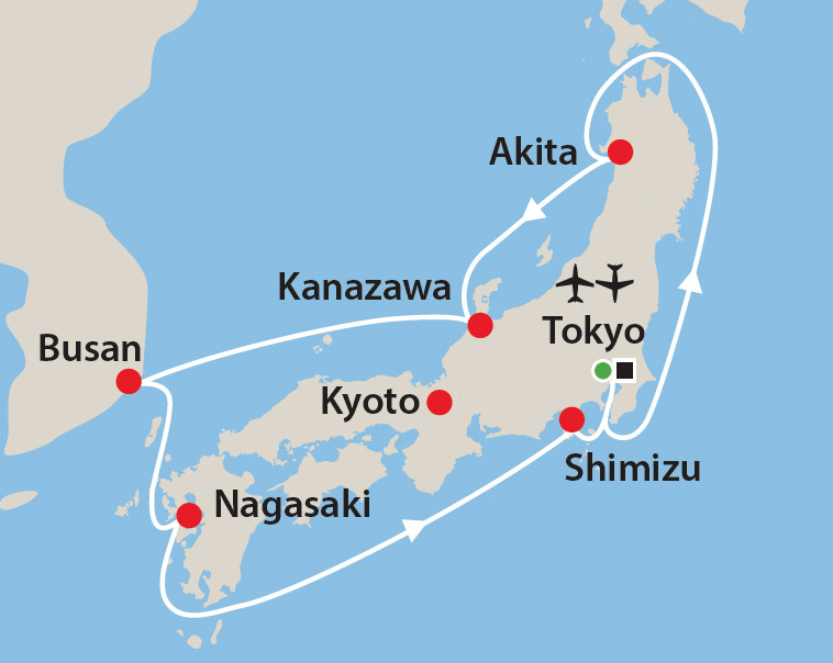 Japan Garden Cruise with Jane Edmanson Map