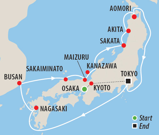 Japan Music Cruise/Tour with Bryce & Mahney from The Hillbilly Goats Map