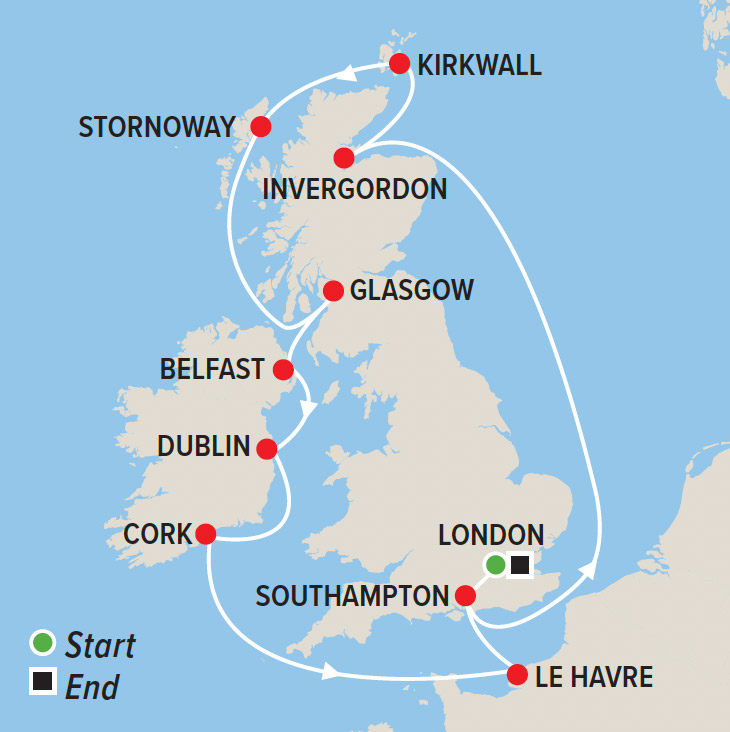 British & Irish History and Aussie Heritage Cruise & Tour with Jim Haynes map