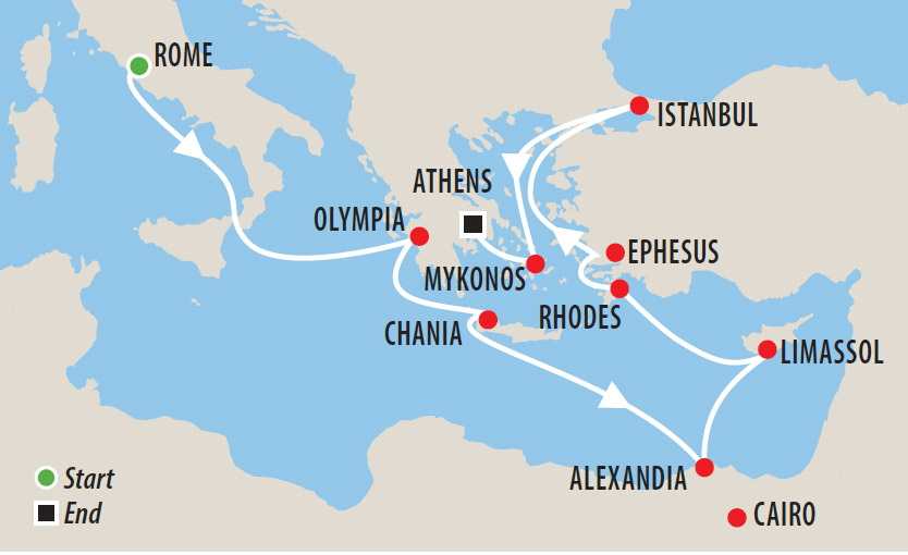 Medieval Cities of the Mediterranean Cruise Map