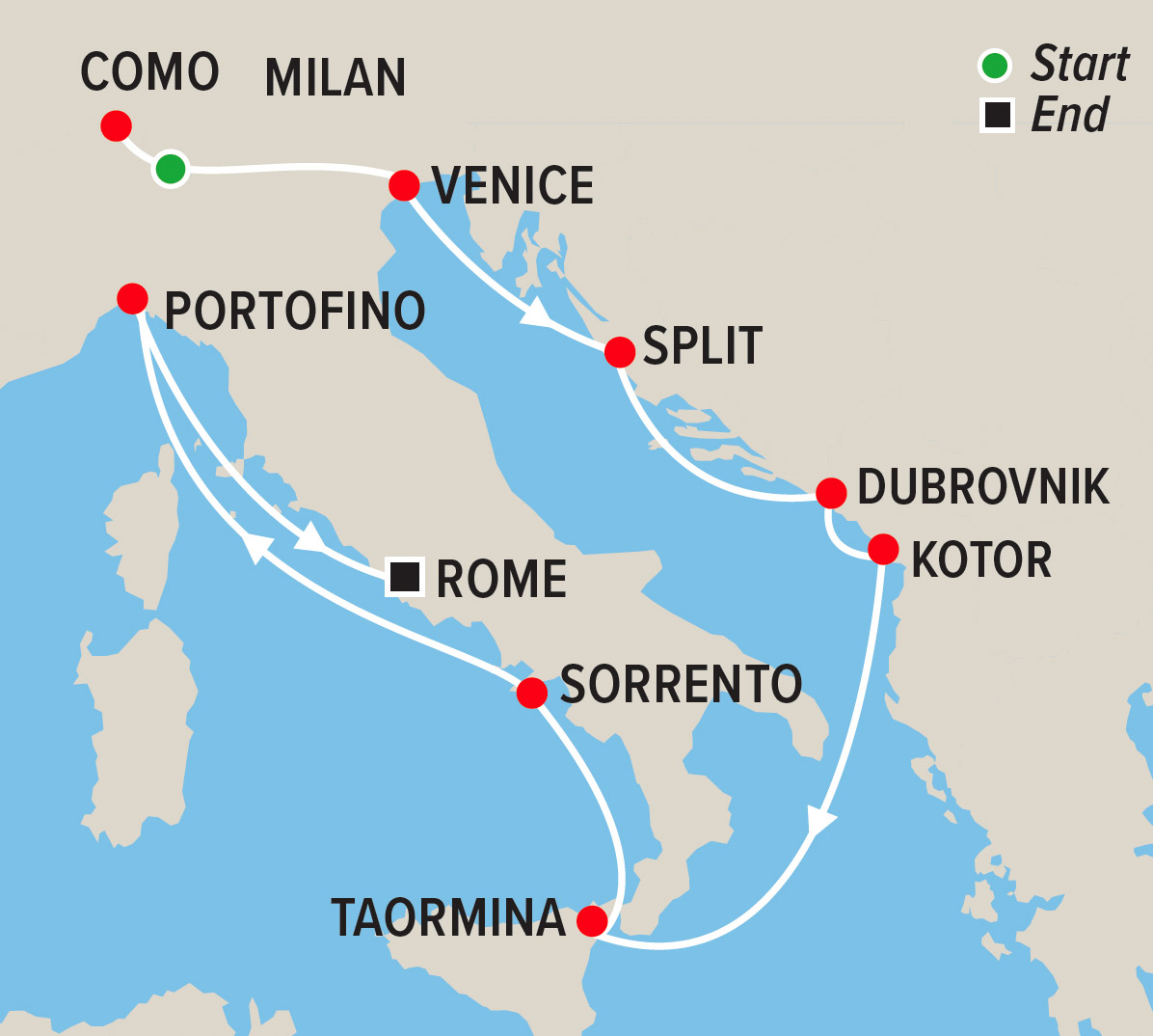 Medieval Cities of the Mediterranean Cruise with Sofie Formica map