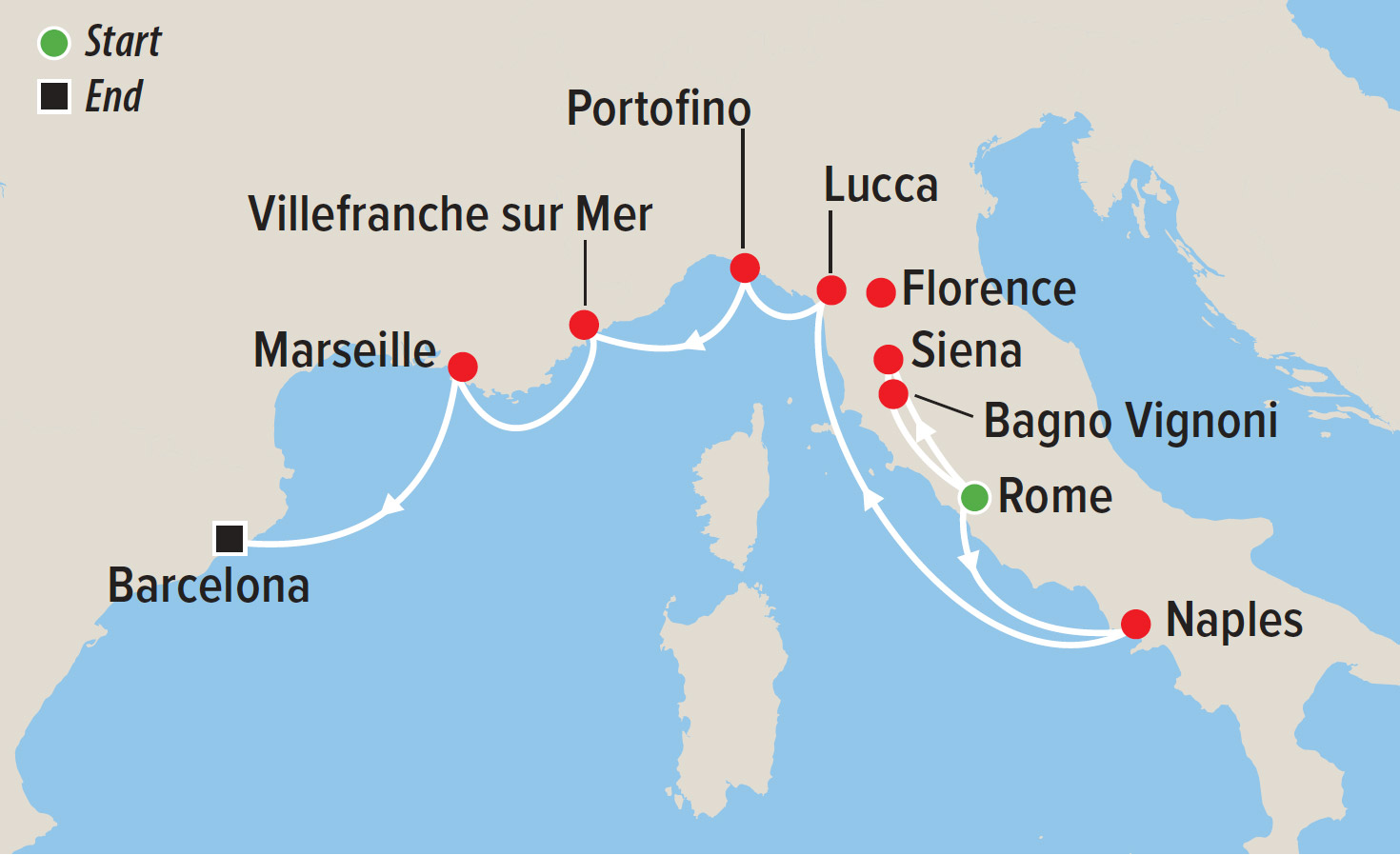 Mediterranean Garden Tour & Cruise Map