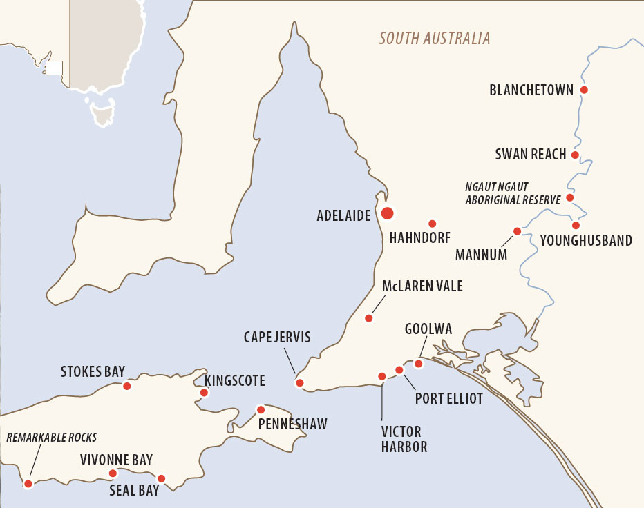 Murray River & South Australia Music Tour Map