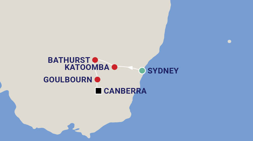 Spring Garden Exploration of the Blue Mountains, Central NSW and Canberra with Deryn Thorpe Map