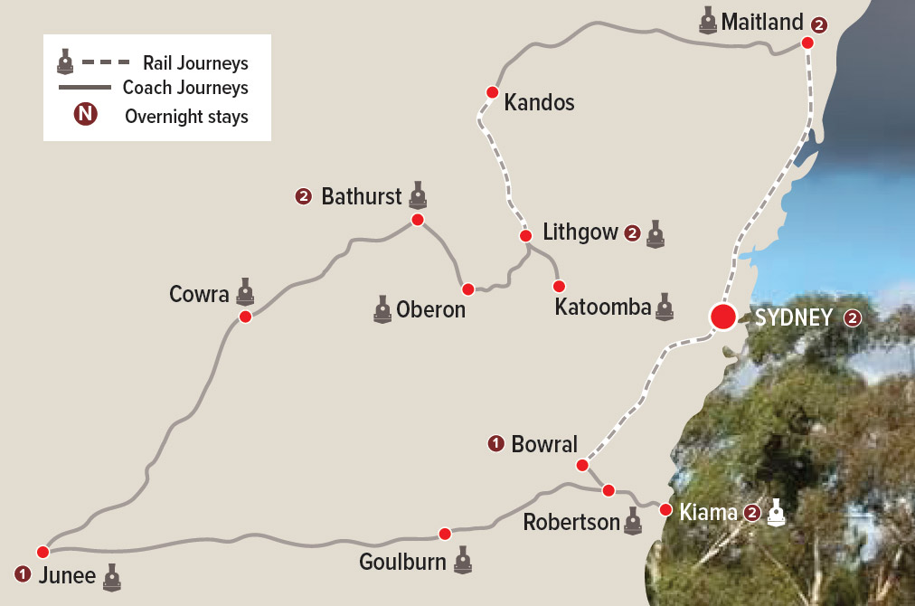 NSW Heritage Rail Tour for the Hunter Steamfest Map