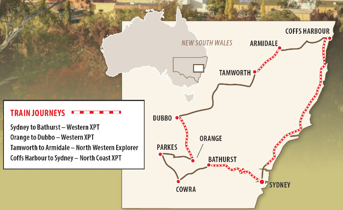 Rail & Coach exploration of NSW Map