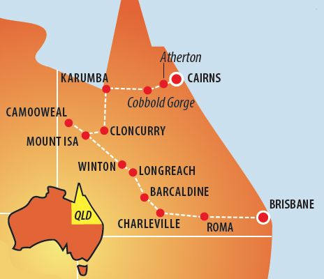 Outback Queensland Music Tour with Reg Poole Map