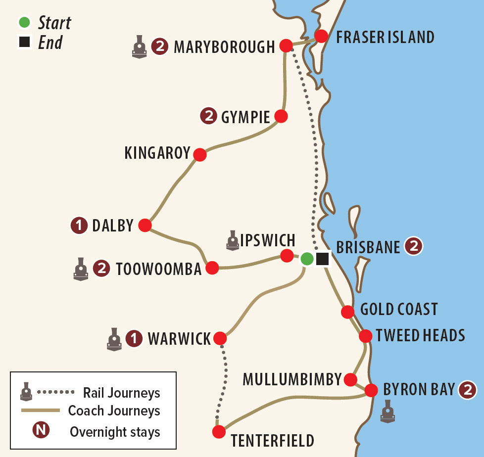 Queensland & NSW Borderlands Rail Adventure Map