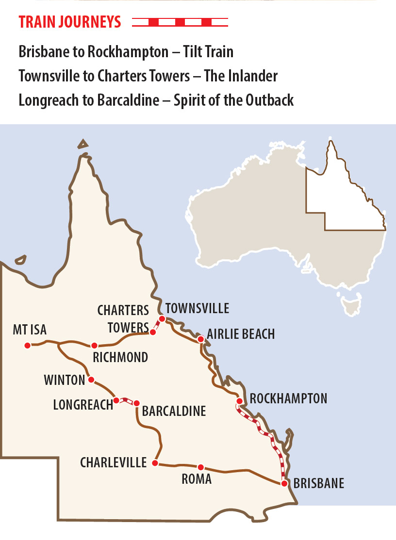 Rail & Coach Exploration of Queensland Map