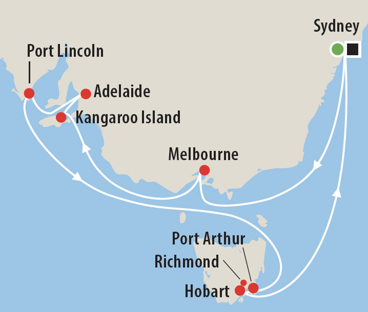 South Australia Music Cruise with Brendan Scott Map