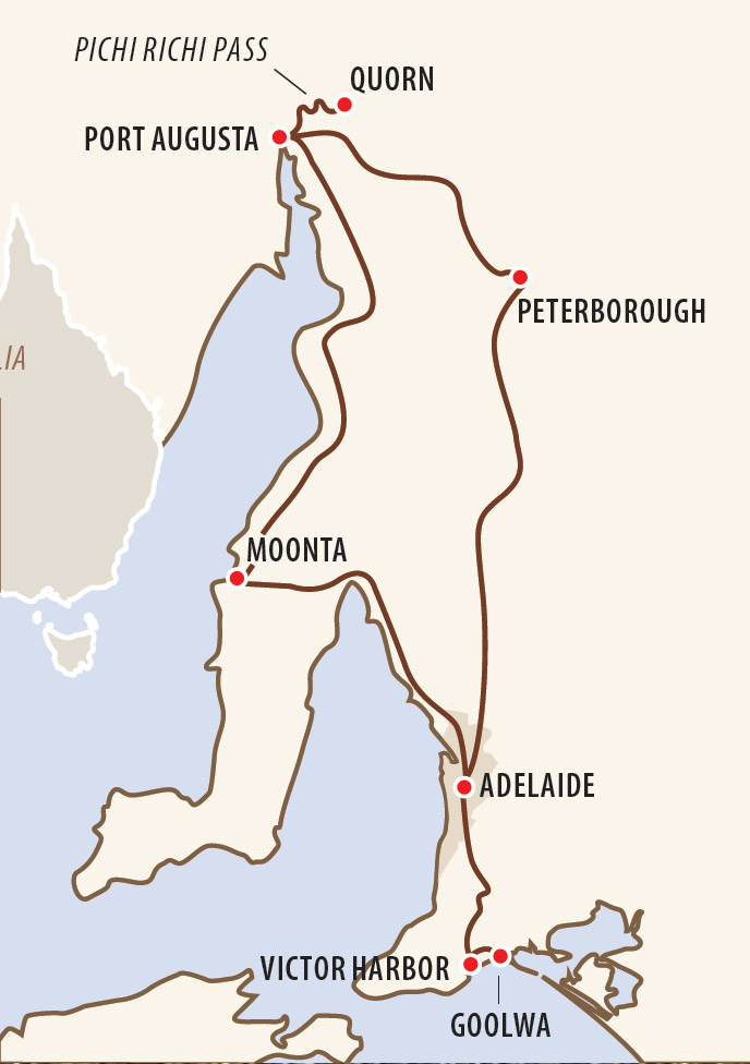 Rail Tour of South Australia Map