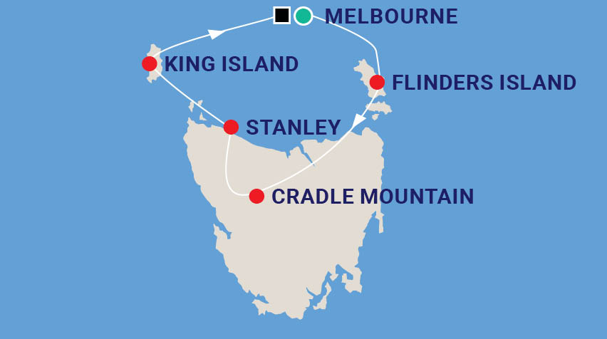 Flinders & King Islands with Cradle Mountain & Stanley Exploration Tour Map