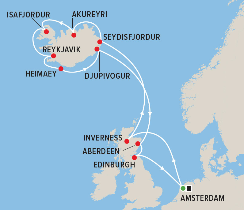 Iceland and Scotland Cruise Map