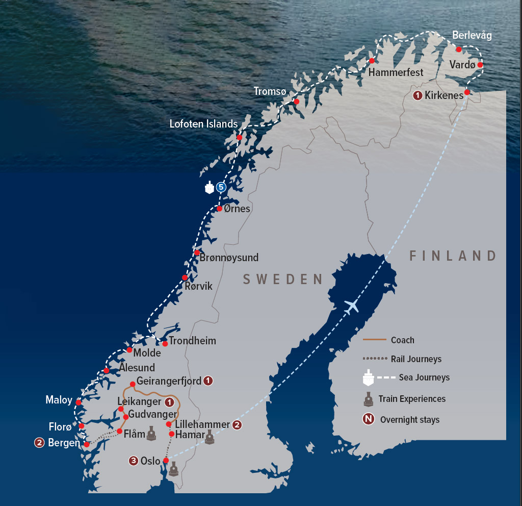 Norway Hurtigruten Cruise Map
