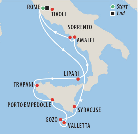 Exploration of Sicily & Malta Cruise Map