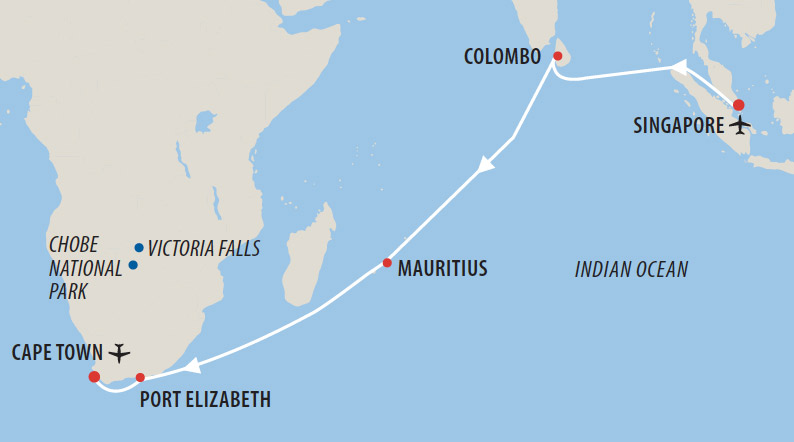 Singapore to Capetown Cruise Map