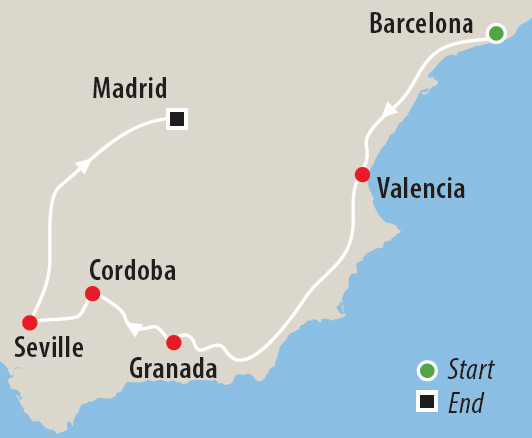 Spain Quilting Tour with Michelle Marvig Map