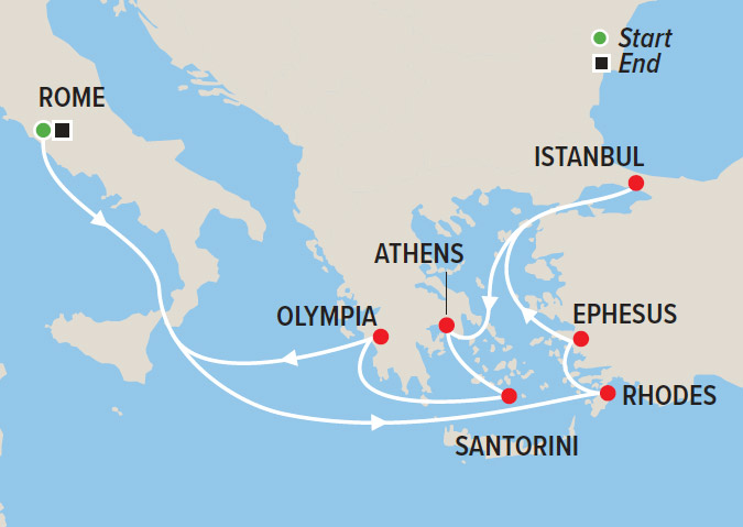 Mediterranean Exploration Cruise with Tony Moclair map