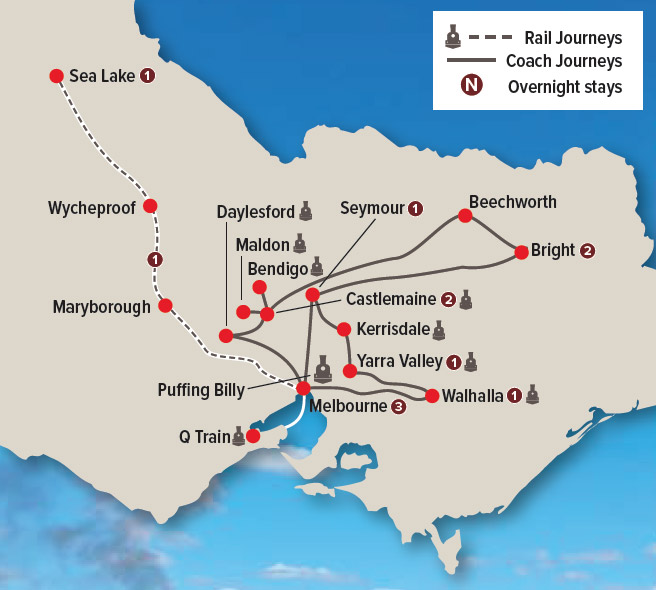 Rail & Coach Exploration of Victoria Map