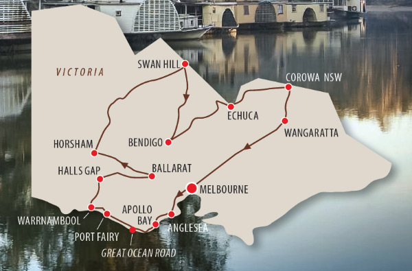 Rail & Road Discovery Tour of Country Victoria Map