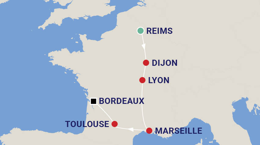 Wine Tour of France with Scott McWilliam Map